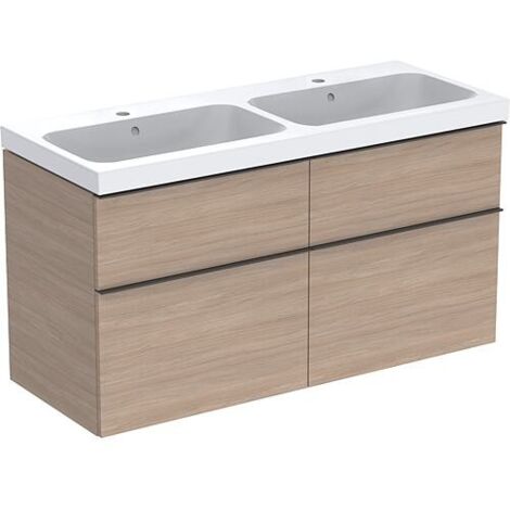 Meuble sous-vasque+vasque céramique Geberit iCon 1200x705x485 mm chêne/poignée Lava