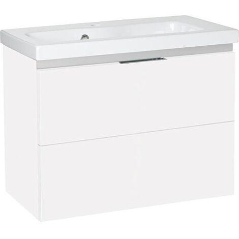 Meuble sous-vasque + vasque en céramique EOLA blanc mat 2 tiroirs 710x580x380mm
