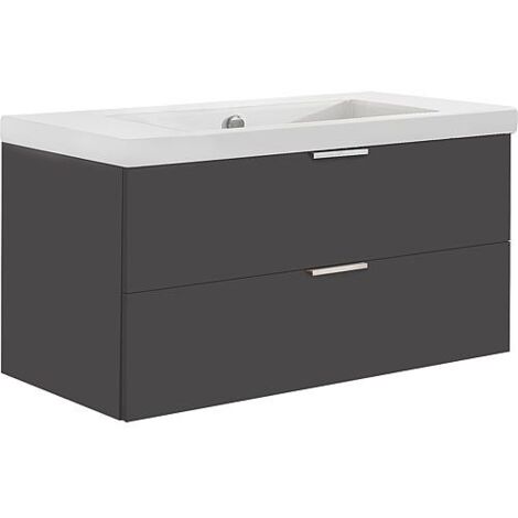 Meuble sous-vasque + vasque en céramique EPIL anthracite brillant 2 tiroirs 860x550x510mm