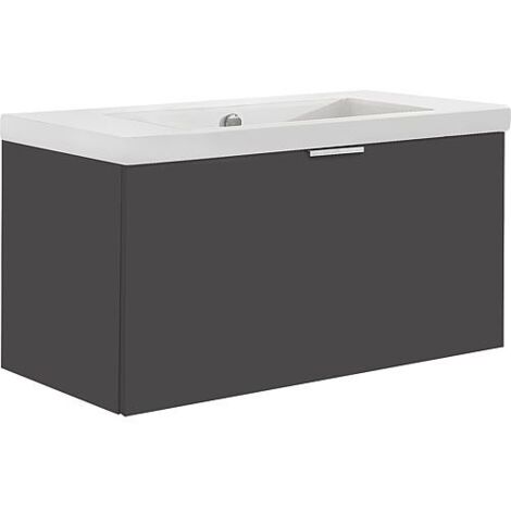 Meuble sous-vasque + vasque en céramique EPIL anthracite mat 1 tiroir 860x550x510mm