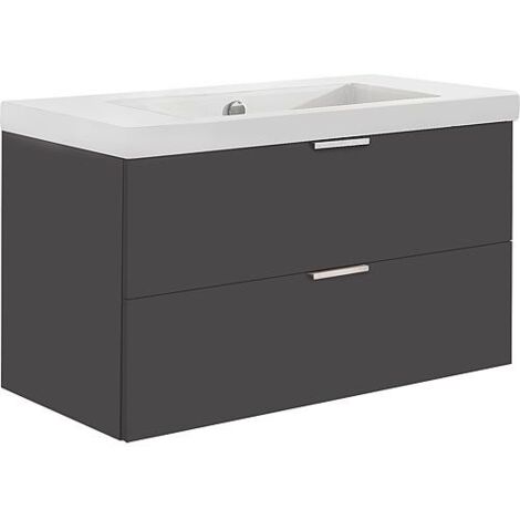 Meuble sous-vasque + vasque en céramique EPIL anthracite mat 2 tiroirs 710x550x510mm