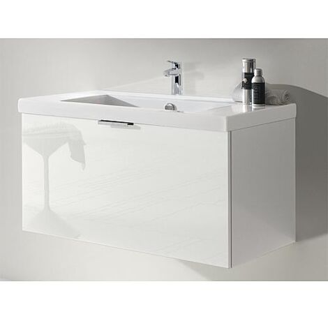 Meuble sous-vasque + vasque en céramique EPIL blanc brillant 1 tiroir 860x550x510mm