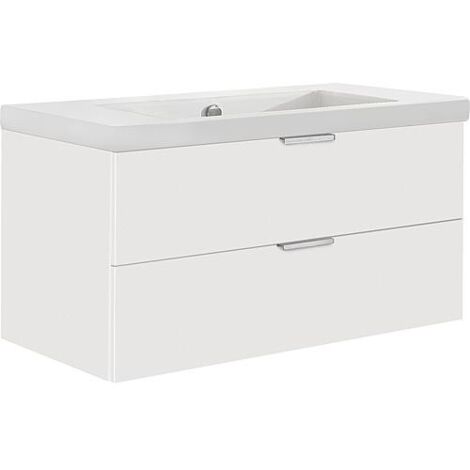 Meuble sous-vasque + vasque en céramique EPIL blanc brillant 2 tiroirs 860x550x510mm