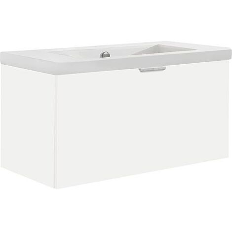Meuble sous-vasque + vasque en céramique EPIL blanc mat 1 tiroir 860x550x510mm
