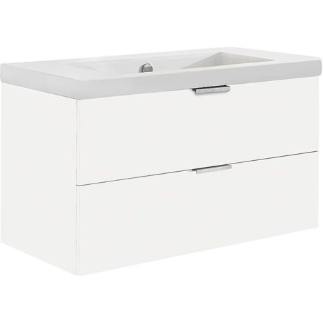 Meuble sous- vasque + vasque en céramique EPIL blanc mat 2 tiroirs 710x550x510mm