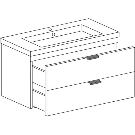 Meuble sous vasque + vasque en céramique EPIL blanc mat 2 tiroirs 860x550x510mm