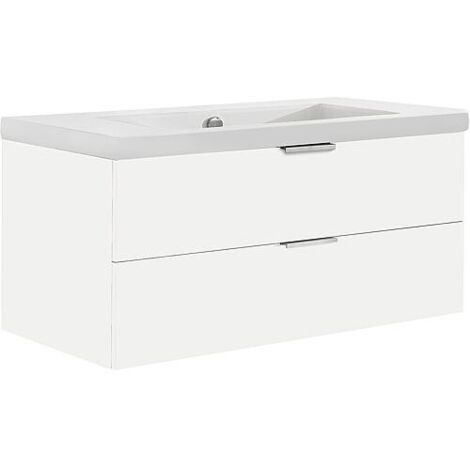 Meuble sous-vasque + vasque en céramique EPIL blanc mat 2 tiroirs
