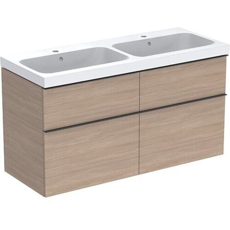 Meuble sous-vasque + vasque en céramique Geberit iCon 1200x705x485 mm chêne/poignées en lave