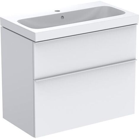 Meuble sous-vasque + vasque en céramique Geberit iCon 750x705x485 mm blanc mat