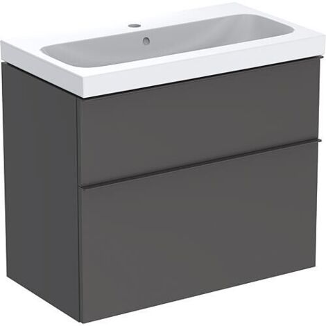 Meuble sous-vasque + vasque en céramique Geberit iCon 750x705x485 mm lava