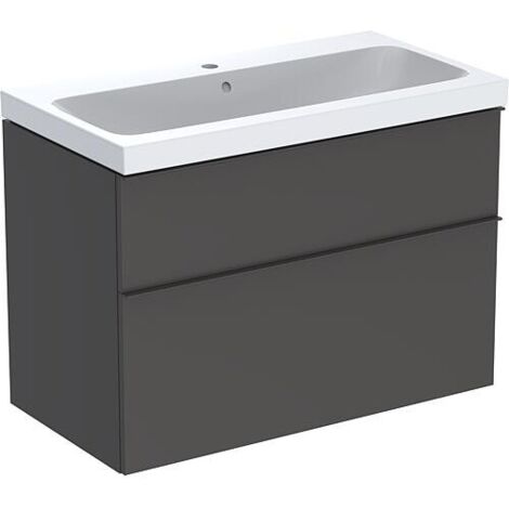 Meuble sous-vasque + vasque en céramique Geberit iCon 900x705x485 mm lava