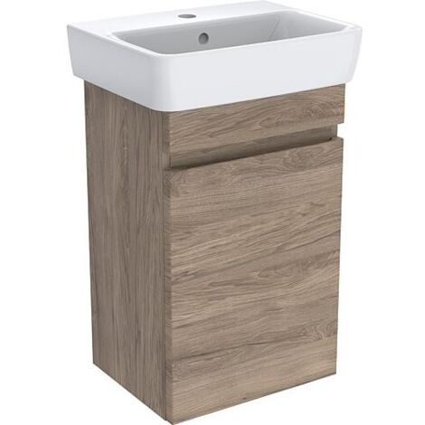 Meuble sous-vasque + vasque en céramique Geberit Plan Renova 450x615x340 mm noyer hickory