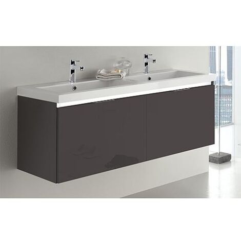 Meuble sous-vasque + vasque en fonte minérale EPIC anthracite brillant 2 tiroirs 1210x580x510mm