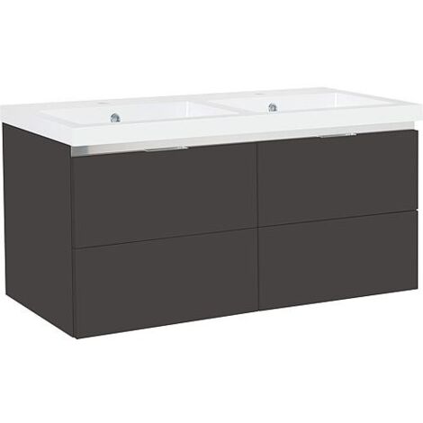 Meuble sous-vasque + vasque en fonte minérale EPIC anthracite brillant 4 tiroirs 1210x580x510mm