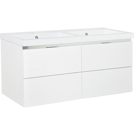 Meuble sous-vasque + vasque en fonte minérale EPIC blanc mat 4 tiroirs 1210x580x510mm
