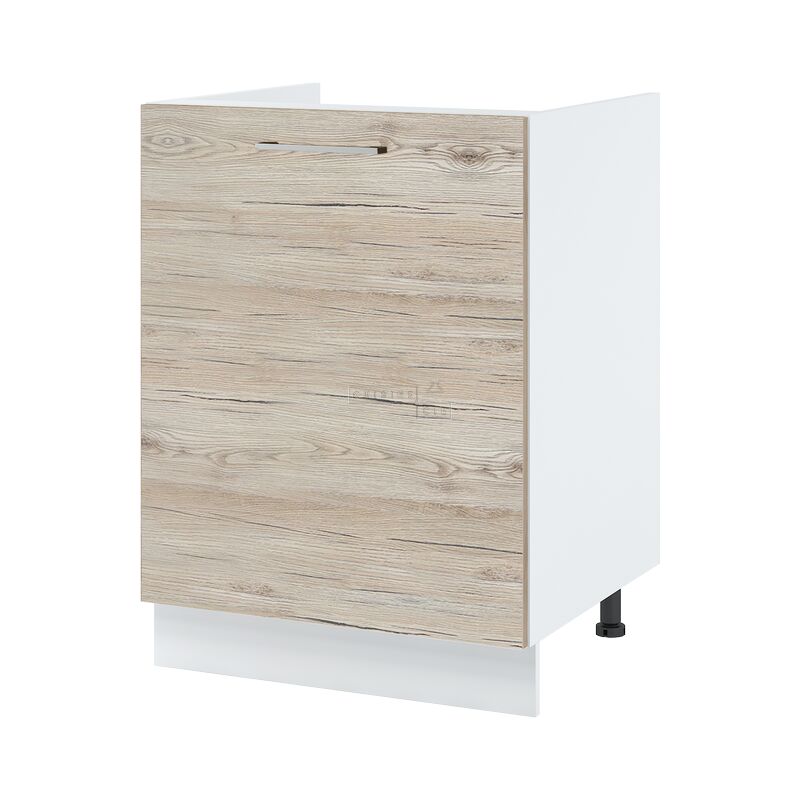 Meuble sous-évier Bellissi Noyer Blanchi 1 porte L 60 cm