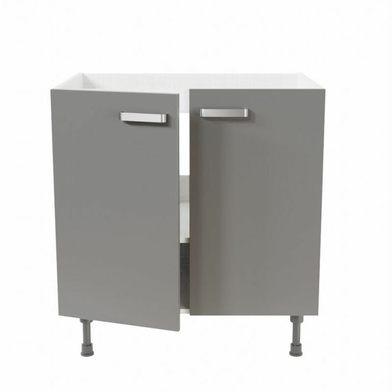 meuble sous évier - 80 cm - gris - gris
