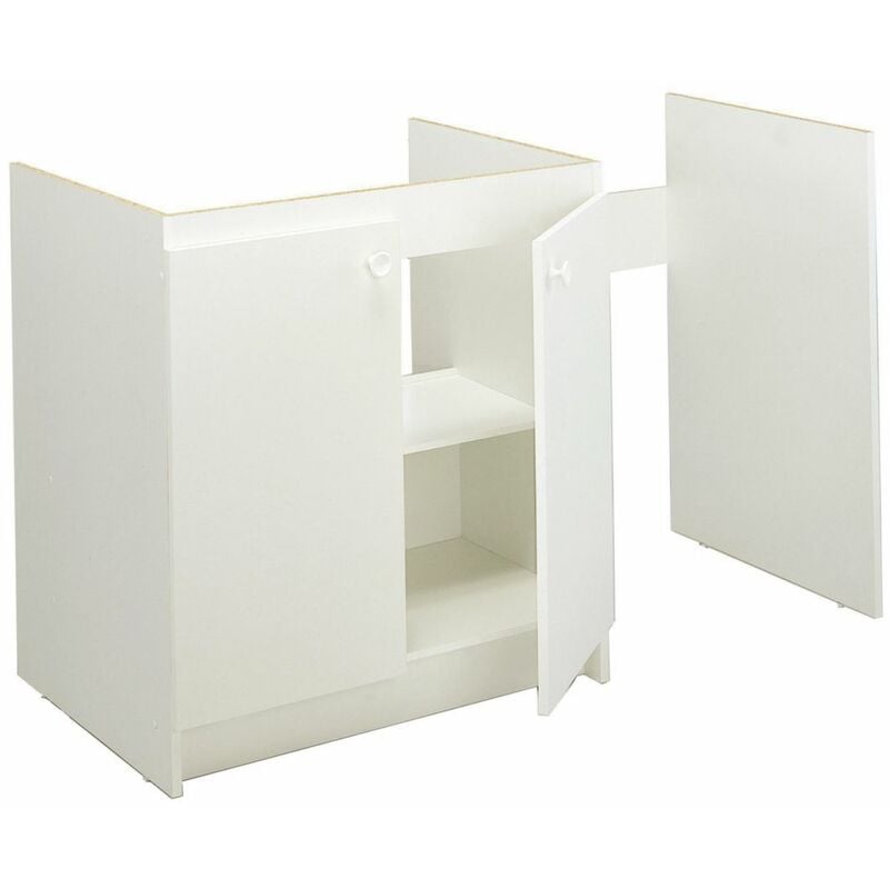 Moderna - meuble melamine 140 blanc 2 portes 1 joue pour lave vaisselle