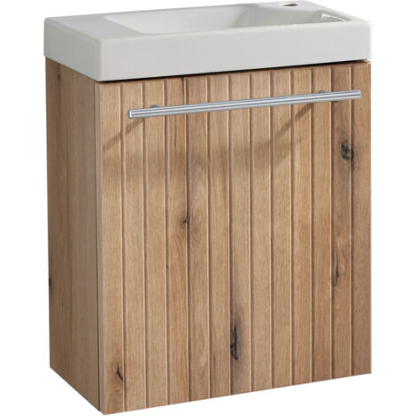 GODART Meuble Strié Bois Solo avec lave-mains pour Robinet à droite