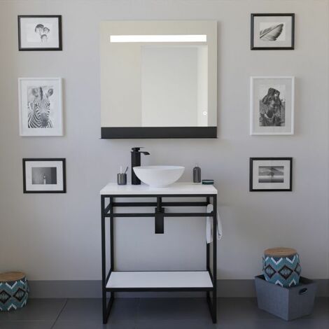 Meuble STRUCTURA 70 cm avec vasque à poser et miroir led Etal- Blanc
