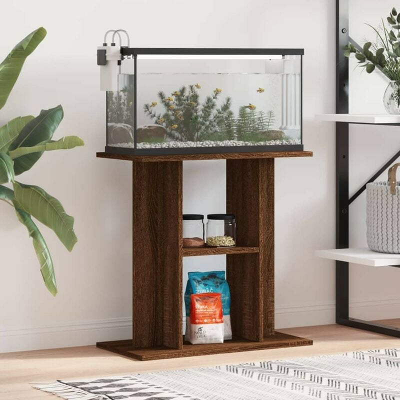 Meuble Support Couleur Chêne Foncé Aquariums 60 x 30 cm. 1 étagère Support solide et stable pour aquariums - Chêne Foncé