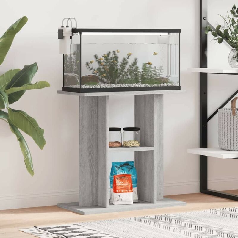 Meuble Support Gris Aquariums 60 x 30 cm. 1 étagère Support solide et stable pour aquariums - Gris