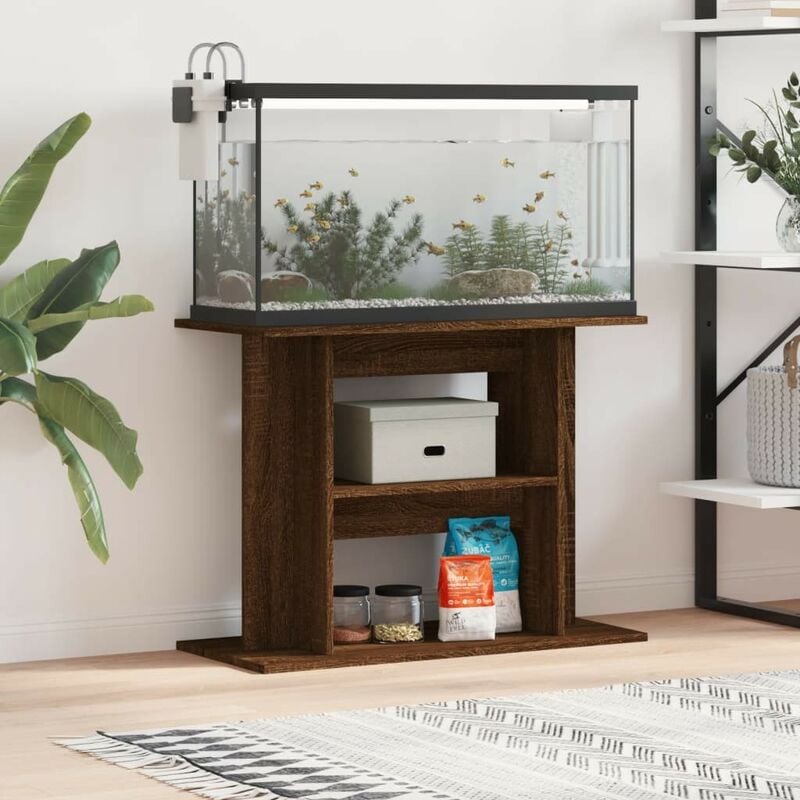 Meuble Support Marron Aquariums 80 x 30-35 cm. 1 étagère Support solide et stable pour aquariums - Marron