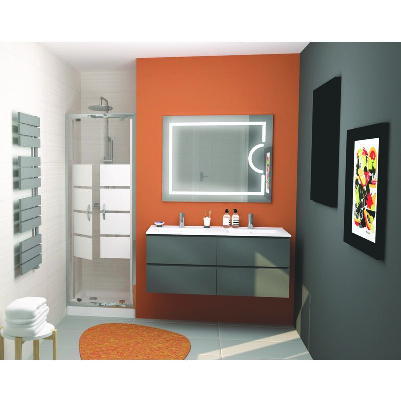 Meuble à suspendre MAX - L120cm - Anthracite - Brillant - Livré monté