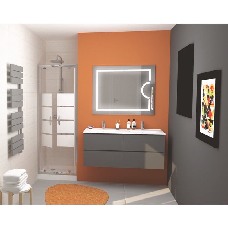 Ondee - Meuble salle de bain à suspendre max - L120cm - Anthracite - Mat - Livré monté