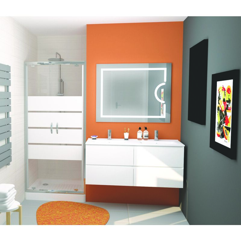 Ondee - Meuble à suspendre max - L120cm - Blanc - Mat - Livré monté