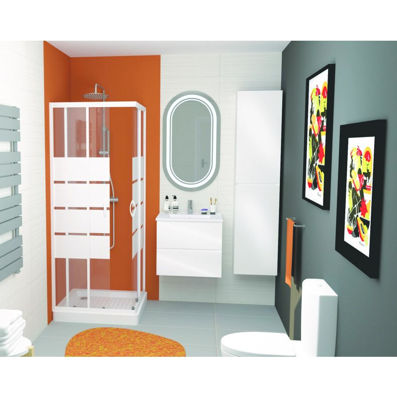 Ondee - Meuble à suspendre max - L60cm - Blanc - Brillant - Livré monté