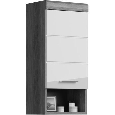 Meuble suspendu 1 porte 37x24x79 cm anthracite et blanc - ORIE