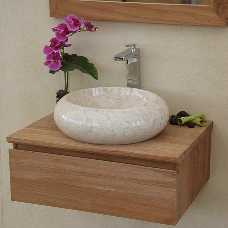 Wildwater - Meuble suspendu 1 tiroir en teck massif 60 cm Khaléï