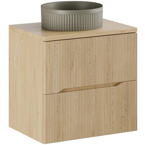 Meuble suspendu sous vasque 60 cm NORDIC chêne cremona avec plan et vasque BEYOND