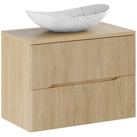 Meuble suspendu sous vasque 80 cm NORDIC chêne cremona avec plan et vasque LENA