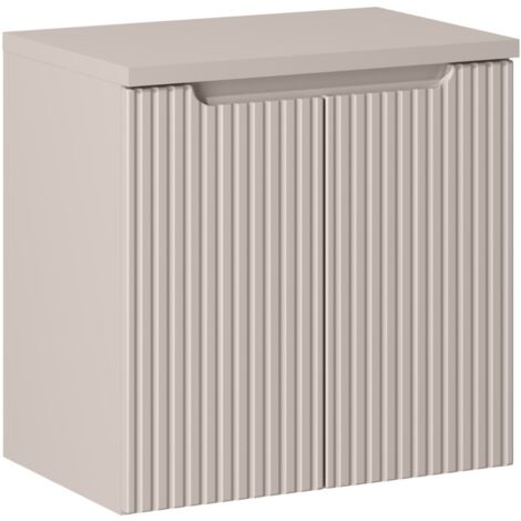 Meuble suspendu sous vasque avec plan 2 portes NOVA cachemire 60 cm