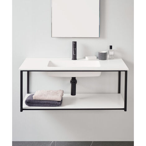 Meuble suspendu Uno metal avec plan-vasque Noir - 100 x 45 cm