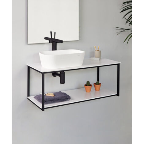 Meuble suspendu Uno metal pour vasque à poser Beige - 90 x 45 cm