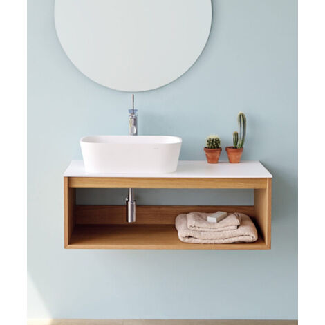 Meuble suspendu Uno wood pour vasque à poser Blanc - 90 x 45 cm