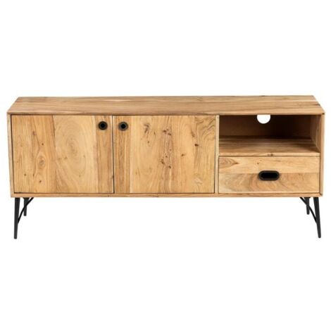 Meuble télé bois clair industriel SERENA 145cm - 145x40x60 cm - Kayu Meuble
