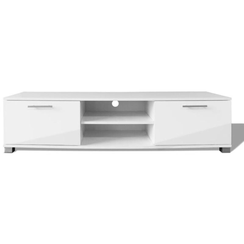 Meuble télé buffet tv télévision design pratique à haute brillance blanc 120 cm