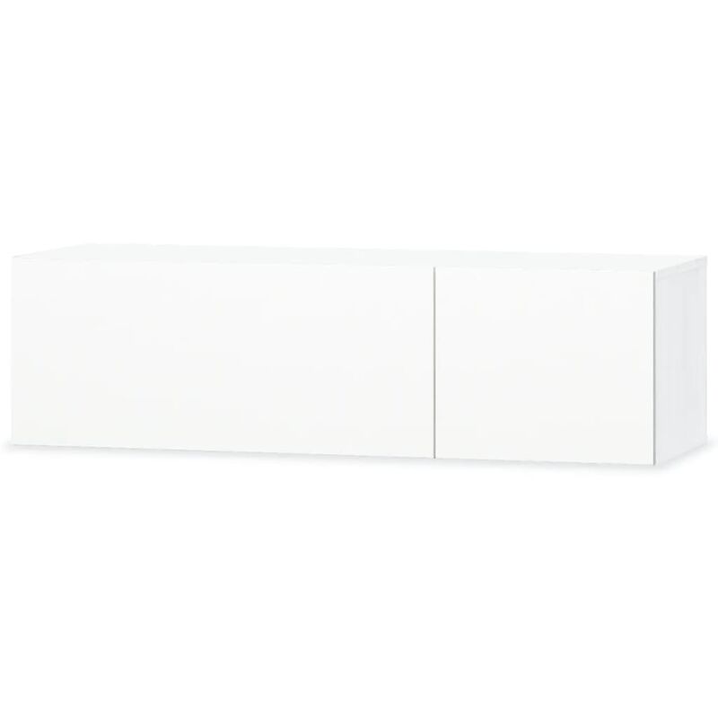 Meuble télé buffet tv télévision design pratique aggloméré 120 cm blanc brillant