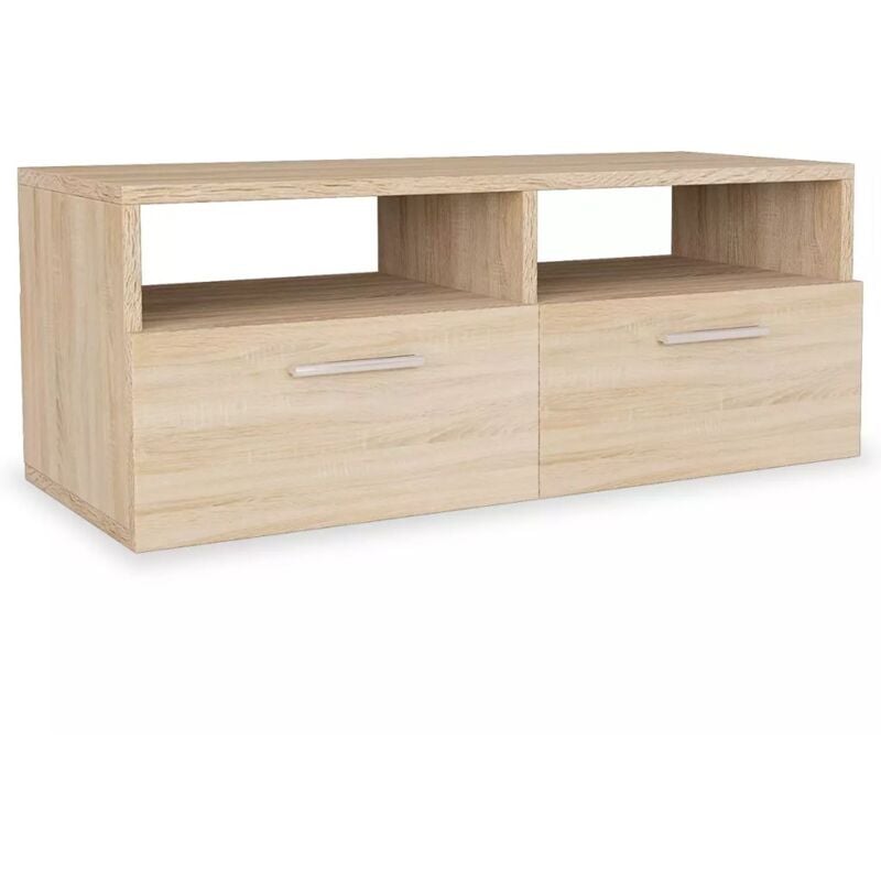 Helloshop26 - Meuble télé buffet tv télévision design pratique aggloméré 95 cm chêne