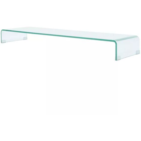 Meuble télé buffet tv télévision design pratique de moniteur 120 cm verre transparent