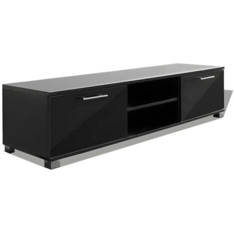 Meuble télé buffet tv télévision design pratique noir brillant 120 cm