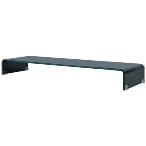 Meuble télé buffet tv télévision design pratique support pour moniteur 120 cm verre noir