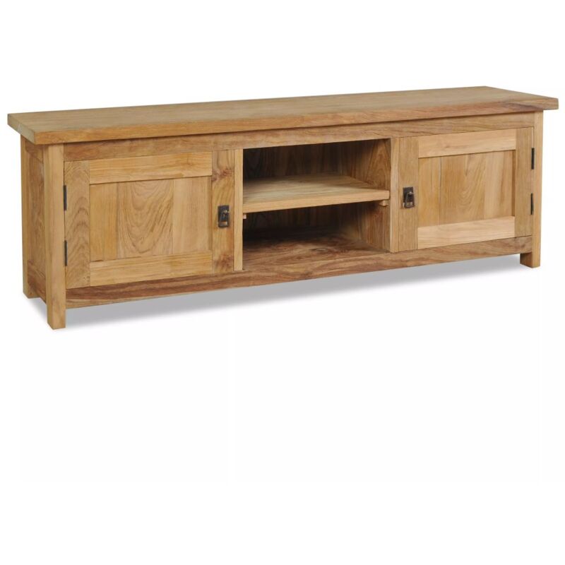 Meuble télé buffet tv télévision design pratique teck massif 120 cm marron