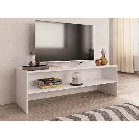 Meuble TV 1 étagère bois blanc Tentation