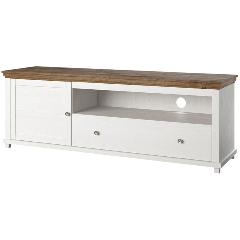 Meuble TV 1 porte 1 tiroir 181 cm Martin Bois Blanc