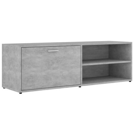 Meuble TV 1 porte 2 niches bois effet béton Issero 120cm